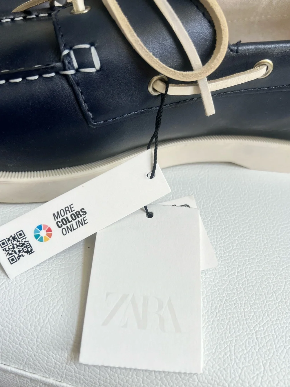 ZARA Navy Leather Boat Shoes Size 45 (12)